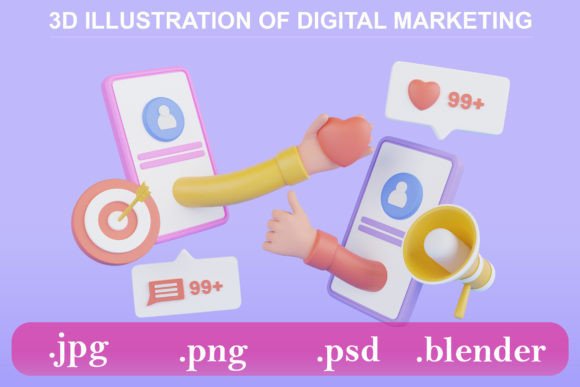 3D Illustration for Digital Social Marketing