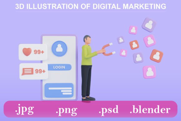 3D Illustration of Ad Targeting Concept