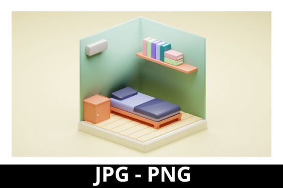 3D Isometric Cute Bedroom for Design: A Practical Asset for Creative Projects