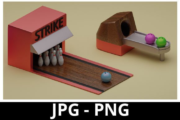 3D Rendered Bowling Set for Design: Enhancing Creativity and Realism in Visual Projects