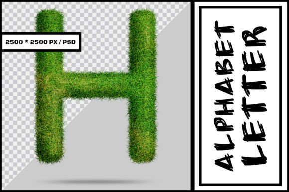 Alphabet Letter H with Grass Style Design for Creative Projects