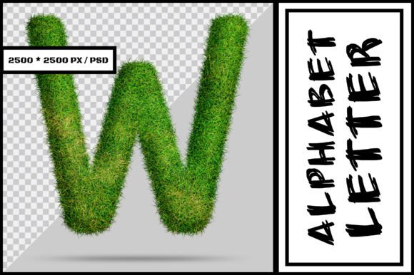 Alphabet Letter W with Grass Style