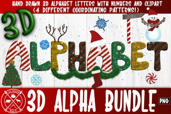 Christmas 3D Hand Drawn Alphabet Bundle: Creative Holiday Design Possibilities