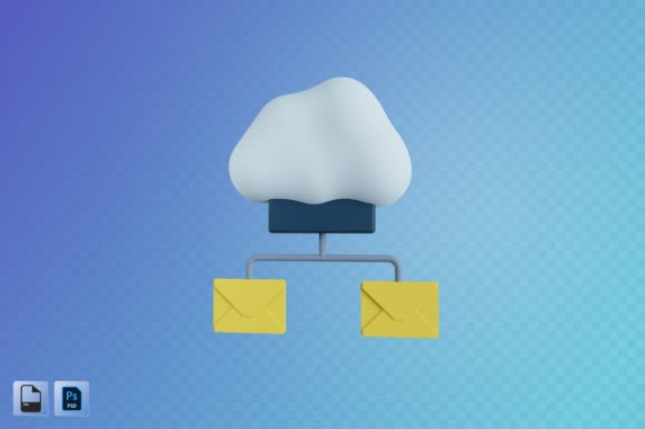 Cloud Email 3D Illustration: A Modern Design Asset for Creative Projects